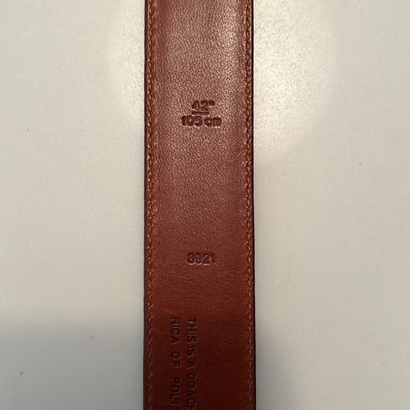 Men's COACH Cordovan/Brown Cowhide/Brass Belt - Size 42 - Picture 4 of 5